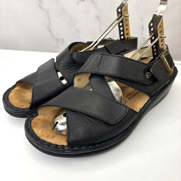 Finn Comfort Sandals Women's Slingback Black Leather Buckle sz 38 D US 7 Strappy - Picture 4 of 15